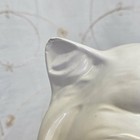 Vintage White Ceramic Persian Cat Large Kitty Sitting Statue W Green Eyes 1979