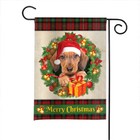 Dachshund Dog Merry Christmas Flag  Love Dog Christmas Wreath Dog Xmas Flag