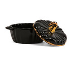 Halloween Fall Black Gold Stem 28oz Stoneware Covered Pumpkin Baker Baking Dish