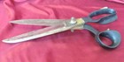 19c  Antique Hand Hammered Damascus Steel Huge Sewing Scissors