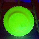 Vtg Mosser Peewee Uranium Vaseline Glass Clown Plate All The World Love Clown Uv