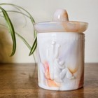 Vintage Akro Agate Mexicali Jar In Orange And White Slag Glass