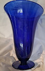 Vintage Large Cobalt Blue Blown Glass Vase Footed Very Nice Piece 11 5 8  Tall