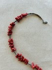 Vintage Red Small Branch Coral  Necklace Heishi Choker Natural Beads Indian