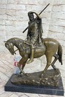 Signed Dark Patina Bronze Arabian Turkish Arabic Warrior Sculpture Statue Figure