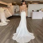 Elegant Mermaid Wedding Dresses Halter Applique Bridal Gown Backless Sweep Train