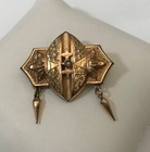 Antique Gold-plated Brooch With Hand-etching Designs And Seed Pearl
