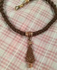 Antique Civil War Era Woven Real Hair Mourning Jewelry   Watch Chain W Fob