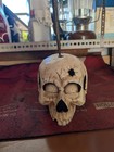 Vintage Large Heavy Cast Iron Mechanical Skull W  Dagger-eyes Open   Close Rare 