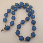 Antique African Style Light Blue Clear Glass Beads Necklace