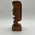 Carved Wooden Hawaiian Tiki Figurine Statue W  Base Marked  hawaii 