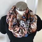 Vera Bradley Scarf Floral Brown Pink White Gray Soft Fringe Rayon 71 X 33 In