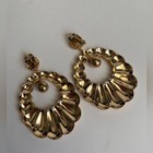 Gold Tone Vintage Shrimped Womens Hoop Earrings