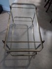 Vintage French Brass Bar Cart Table W  Wheels 36x22x17