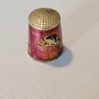 Vintage Cloisonne Butterfly Sewing Thimble In Gold Tone