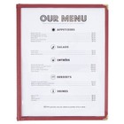 8 1 2  X 11  Burgundy 6-view Three Pocket  10 Menu Cover
