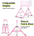 Foldable Gymnastics Bar For Kids  Adjustable 35 -51   Sturdy 145 Lbs Capacity  E