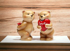 Ceramic Valentines Day Teddy Bear Salt And Pepper Shakers  Galentine s Day Gift 