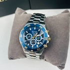 Bulova Marine Star 98b400 Men s Blue Dial Stainless Chronograph Quartz Watch New