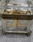 Antique Rare Embossed Flowers Crystal Cut Ormolu Box With Perfume Bottles France