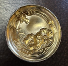 Antique Sterling Silver Nouveau Top Rouge Pot Octag Floral Gold Wash Repousse
