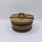 Italian Ceramic Barrel Lidded Small Pot Canister 1960 Vintage Art Pottery Mcm 