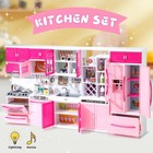 Pink Kitchen Combo Pretend Play 5-piece Toy Set With Lights And Sounds  For Girl