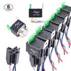 6 Pack 5 Pin Fuse Relay Switch Harness Set -12v Universal Spdt 14 Awg Fuse 30amp