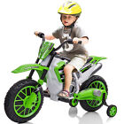 Joyldias 12v Kids Ride-on Motorcycle Electric Dirt Bike W  Training Wheels Green