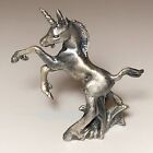 Vintage Pewter Miniature Rearing Metal Unicorn Figure 3  Tall Mythical Figurine