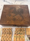 Vintage Chinese Mahjong Set Dragon Carved Wood Box Bamboo 147 Tiles Sticks Dice