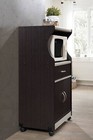 Rolling Microwave Cart Storage Cabinet Kitchen Shelf Drawer Pantry Chocolate New