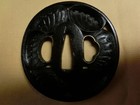 Japanese Iron Tsuba Zogan Inlay Round Sword Guard Samurai Katana