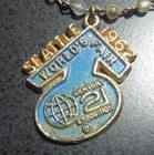 1962 Seattle Worlds Fair Century 21 Exposition Sweater Clip Charm Pearl Chain