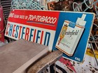 Vintage Chesterfield Cigarettes Big Clean Taste 3ft Embossed Tin Metal Sign