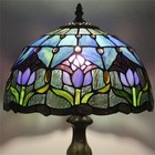 Blue Tulip Style Tiffany Table Lamp Stained Glass Desk Light For Home Decor 18 
