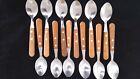 Six Pc Table Spoons W Wooden Handle Stainless Steel 7 1 4  Long By 1 1 2 Wide