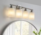 Rediam 24 4 In  4-light Vanity Light Fixture Sand Nickel W  Frosted Glass Shades