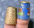 1960   s  Vintage Chinese Cloisonne Sewing Thimbles  Set Of 2 Koi   Ducks