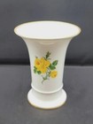 Kaiser Charlottenburg White Flared Porcelain Vase Yellow Roses Vintage W germany