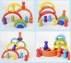 Wooden Rainbow Stacking Balance Blocks Montessori Educational Toy For Kids