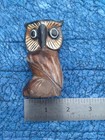 Vintage Wooden Owl Figurine Carved Painted Wood Small 3 5 Inches