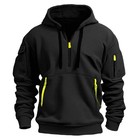 Men s Hooded Hoodie Zipper Multi-pocket Pullover Jacket Sports Casual Sweatshirt