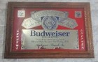 Vintage Budweiser Beer Mirrored Sign In Wood Frame Genuine Anheuser Busch 18 3 4