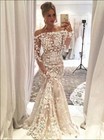 Elegant Mermaid Wedding Dresses Off The Shoulder Long Sleeve Beach Bridal Gown