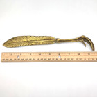 Vintage Solid Brass Eagle Claw Feather Letter Opener Stamped Mark Heavy 3 7oz