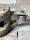 Antique Wooden Block Pulley Large Hook Nautical U W Logo 