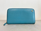 Gucci 449347 Interlocking Gg Zip Around Long Wallet Blue With Box Authentic Used