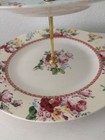 Vintage Victoria And Albert Museum 2 Tier Floral Tidbit Cake Stand Server Plates