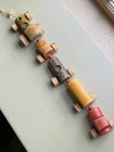 Vintage Multicolor Wooden Pull Toy Train Set With Rope  Ages 1-7